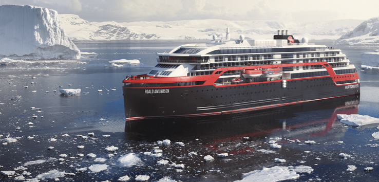 Hurtigrutas nye hybridskip i Trondheim